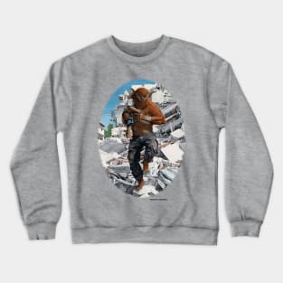 Inspirational Action Hero Carrying Kid Realistic Art Crewneck Sweatshirt